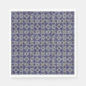 Italienisch-rustikale Tiles Azulejo Blue White Geo Serviette (Vorderseite)