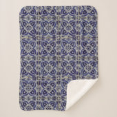 Italienisch-rustikale Tiles Azulejo Blue White Geo Sherpadecke (Vorderseite)