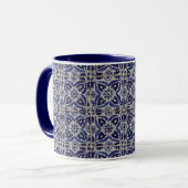Italienisch-rustikale Tiles Azulejo Blue White Geo Tasse (Vorderseite Links)