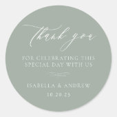 Italienisch Sage Green Vielen Dank Runder Aufkleber (Vorderseite)