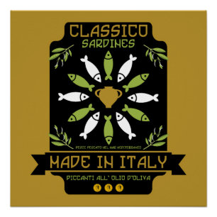 Italienisch Sardine Art Print Kitchen Geschenk Poster