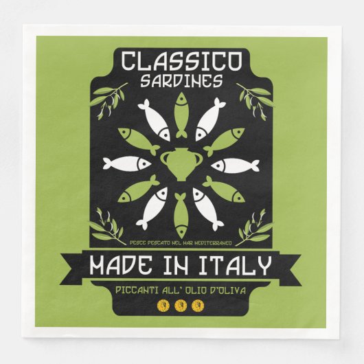 Italienisch Sardine Art Print Kitchen Geschenk Serviette (Vorderseite)