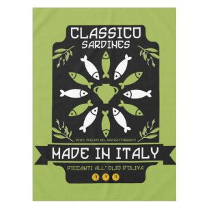 Italienisch Sardine Art Print Kitchen Geschenk Tischdecke