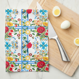 Italienisch, sizilianisch, blumenreich, majolika geschirrtuch