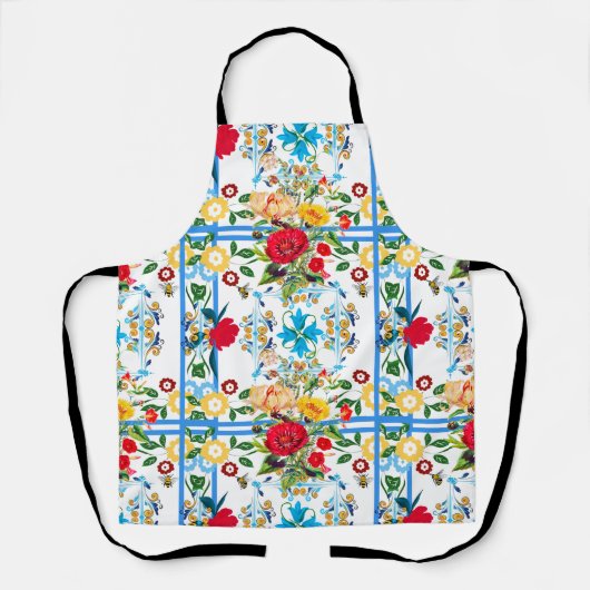 Italienisch, sizilianisch, blumenreich, majolika schürze (Vorderseite)