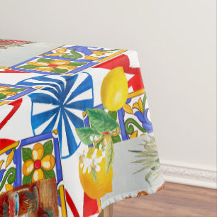 Italienisch,sizilianische Kunst,Maiolica,Fliesen,b Tischdecke