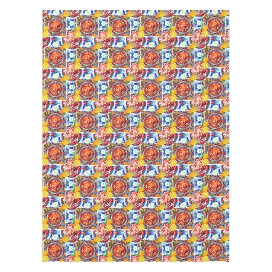 Italienisch, Sommer, Zitrusfrüchte, Blumenmotive Tischdecke (Vorderseite)