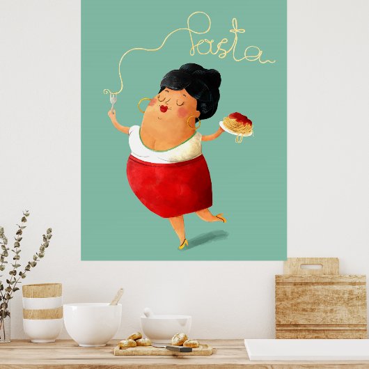 Italienisch Spaghetti Donna Poster (Küche)