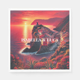 Italienisch Sunset Coastal Bold Rot & Orange Farbe Serviette