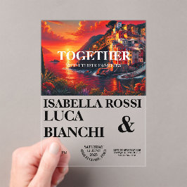 Italienisch Sunset Coastal Bold Wasserfarbe Landsc Acryleinladungen