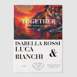 Italienisch Sunset Coastal Bold Wasserfarbe Landsc Pergament Einladungen