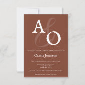 Italienisch Sunset Orange Minimalistisch Monogram Einladung (Vorderseite)