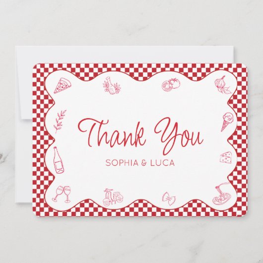 Italienisch-thematisches Hochzeitsszenario bedankt Dankeskarte (Vorderseite)