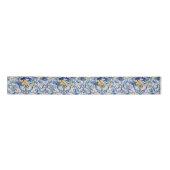 Italienisch Tile Blue n White Yellow Flowers Decou Satinband (Vorderseite)