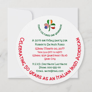 Italienisch-USA-Kleeblatt Personalisiert Geburtsta Einladung