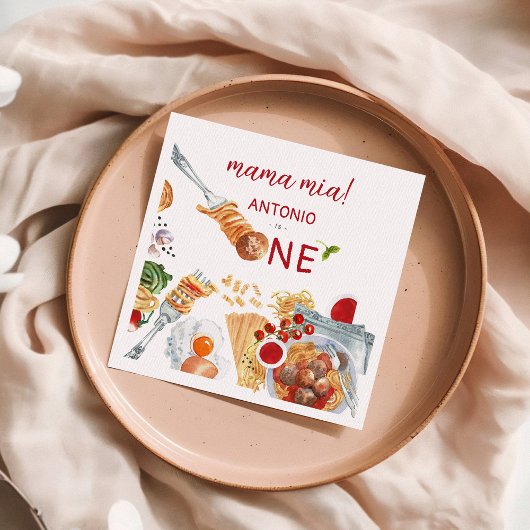 Italienisch Wasserfarbe 1. Geburtstag Serviette