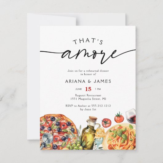 Italienisch Wasserfarbe Mehr Probe Abendessen Einladung (Vorderseite)