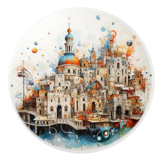 Italienische Abstrakte Architektur Keramikknauf (Vorderseite)