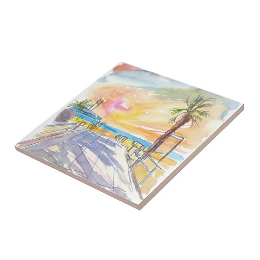 Italienische Adria Beach Szene Fliese (Seite)