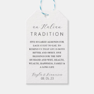 Italienische Almond Wedding Tradition Gefallen Tag Geschenkanhänger