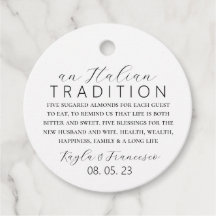 Italienische Almond Wedding Tradition Gefallen Tag