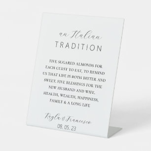 Italienische Almond Wedding Tradition Gefallen Tag Sockelschild