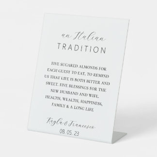 Italienische Almond Wedding Tradition Gefallen Tag Sockelschild