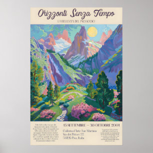 Italienische Alpen Landschaftskunst Druck Vintage  Poster