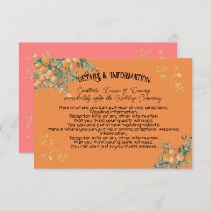 Italienische Amalfi Küste Orangen Detail-Info-Kart Einladung