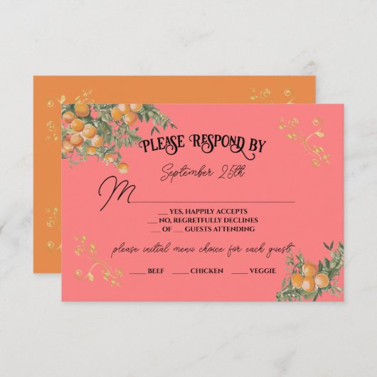 Italienische Amalfi Küste Orangen UAWG Einladung (Vorne/Hinten)