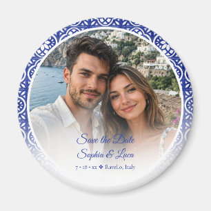 Italienische Amalfi-Küstenblaue Fliesen-Foto Save  Magnet
