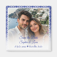Italienische Amalfi-Küstenblaue Fliesen-Foto Save