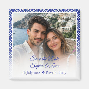 Italienische Amalfi-Küstenblaue Fliesen-Foto Save  Magnet