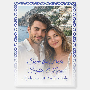 Italienische Amalfi-Küstenblaue Fliesen-Foto Save  Magnet