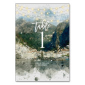 Italienische Amalfi Tischnummer Hochzeitskarte (Rückseite)