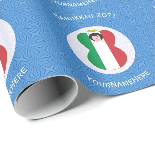 Italienische Angelflagge für Hanukkah Geschenkpapier (Rolleneckpunkt)