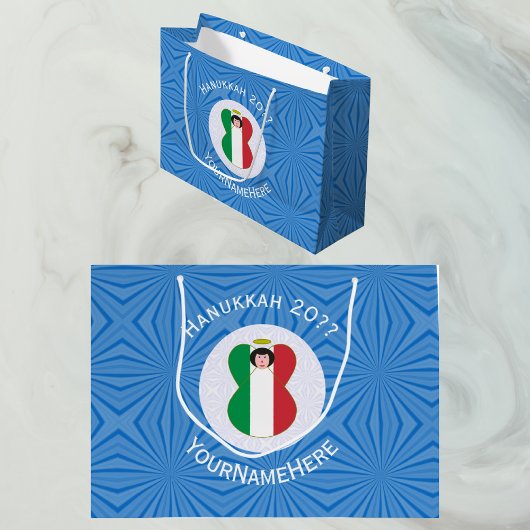 Italienische Angelflagge für Hanukkah Große Geschenktüte