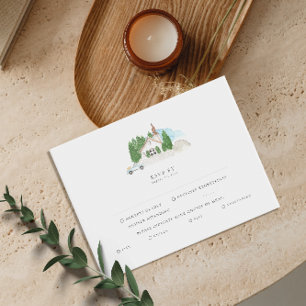 Italienische Aquarell-Hochzeitseinladung mit RSVP Einladung