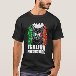Italienische Attitude Katze Sonnenbrille Italien F T-Shirt
