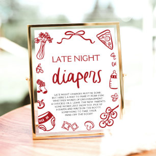 Italienische Babydusche Spätnachtsdiapers Poster