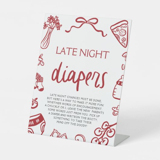 Italienische Babydusche Spätnachtsdiapers Sockelschild (Vorderseite)