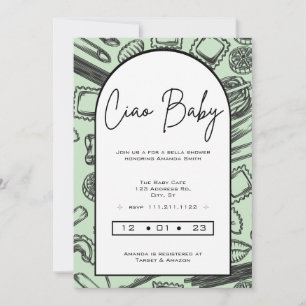 Italienische Babyparty, Ciao Baby, Geschlechtsneut Einladung