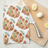 Italienische Bäckerei Focaccia Olivenöl Brot Tomat Geschirrtuch (Viertel Falte)