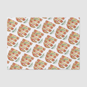 Italienische Bäckerei Focaccia Olivenöl Brot Tomat Seidenpapier