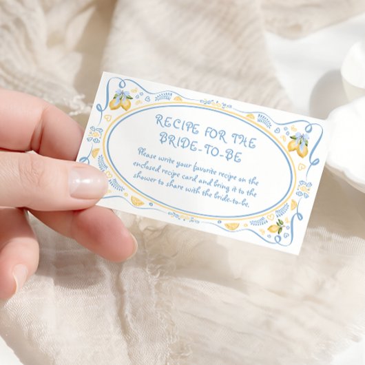 Italienische Bidal-Dusche Rezept für die Braut En Begleitkarte