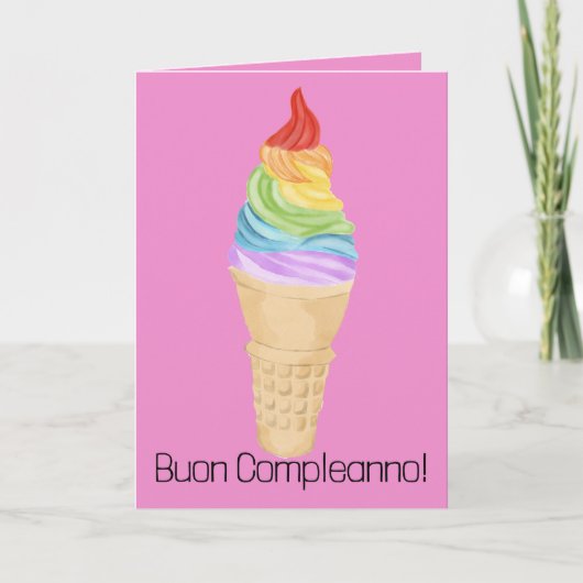 Italienische Birthday Rainbow Gay Pride Ice Creme Karte (Vorderseite)