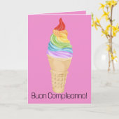 Italienische Birthday Rainbow Gay Pride Ice Creme Karte (Gelbe Blume)