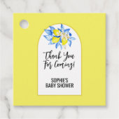 Italienische blaue Fliesen, Ciao Baby, gelbe Zitro Geschenkanhänger (Vorderseite)