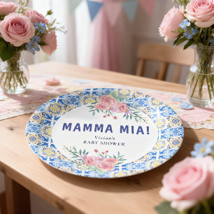 Italienische blaue Fliesen Mamma Mia Pappteller