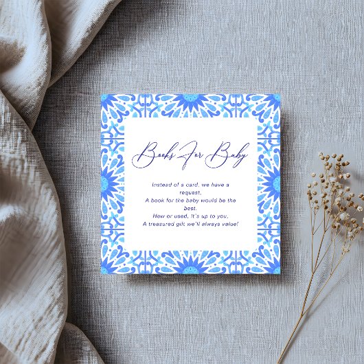 Italienische Blue Tile Baby Dusche Buchungsanfrage Begleitkarte